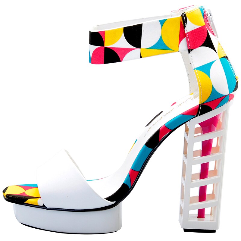 Ladies Platform Sandals Wedges Sandals Multi Color Strap Heel In Heel High Heels