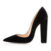 Classic Pointed Toe Block Chunky High Heel Slip on Pumps