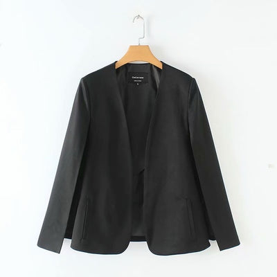 V-neck split casual cloak jacket open stitch tops