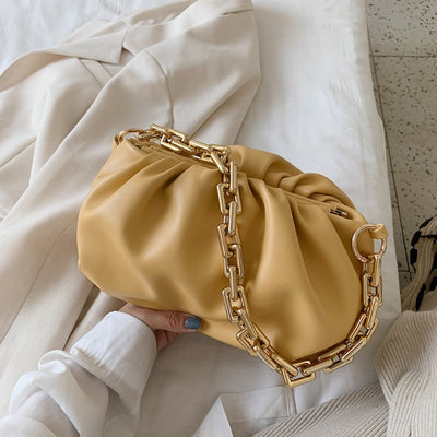 Gold Chain PU Leather Cloud Bag