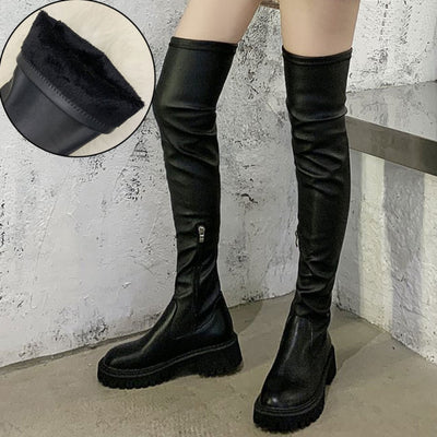 Over The Knee Chunky Heels Plush Skidproof Sole Boots