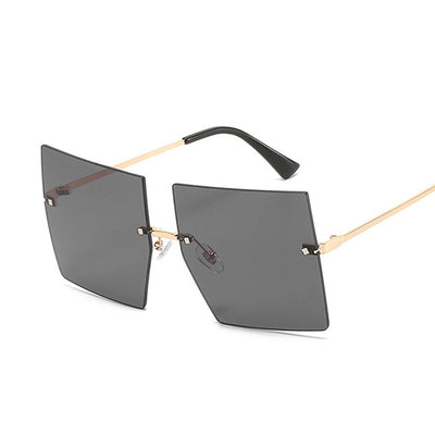 Vintage Square Luxury Oversized Rimless Sunglasses
