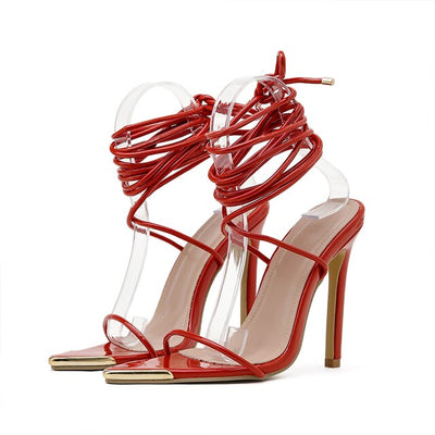 Cross-Tied Pointed Toe Sandals