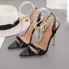 Transparent PVC Chain Ankle Strap Peep Toe High Heels