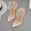 Transparent PVC Chain Ankle Strap Peep Toe High Heels