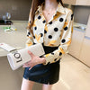 Elegant Vintage Print Turn-down Collar Long Sleeve Button Blouse