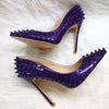 Patent Leather Spiked Pointy Toe Stiletto Pumps
