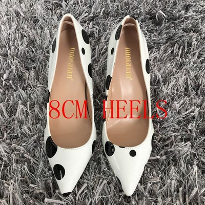 Polka Dot Patent Leather Pointed Toe Pumps